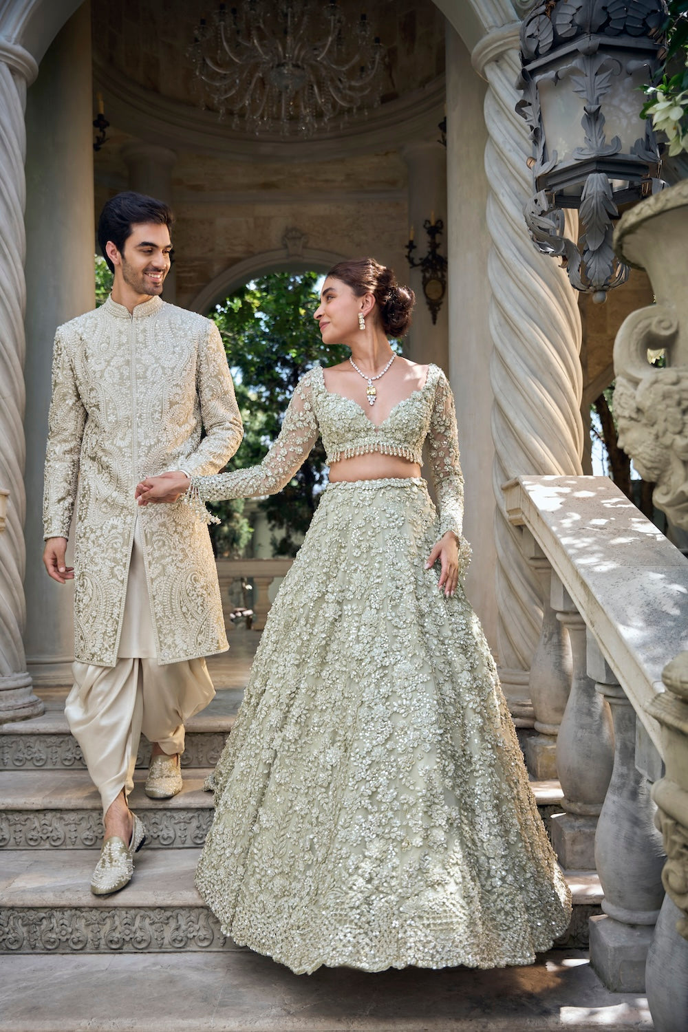 Seema Gujral - Champagne Paisley Sherwani Set