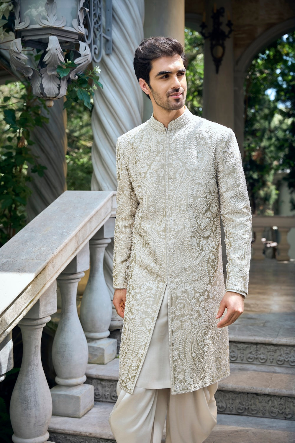 Seema Gujral - Champagne Paisley Sherwani Set
