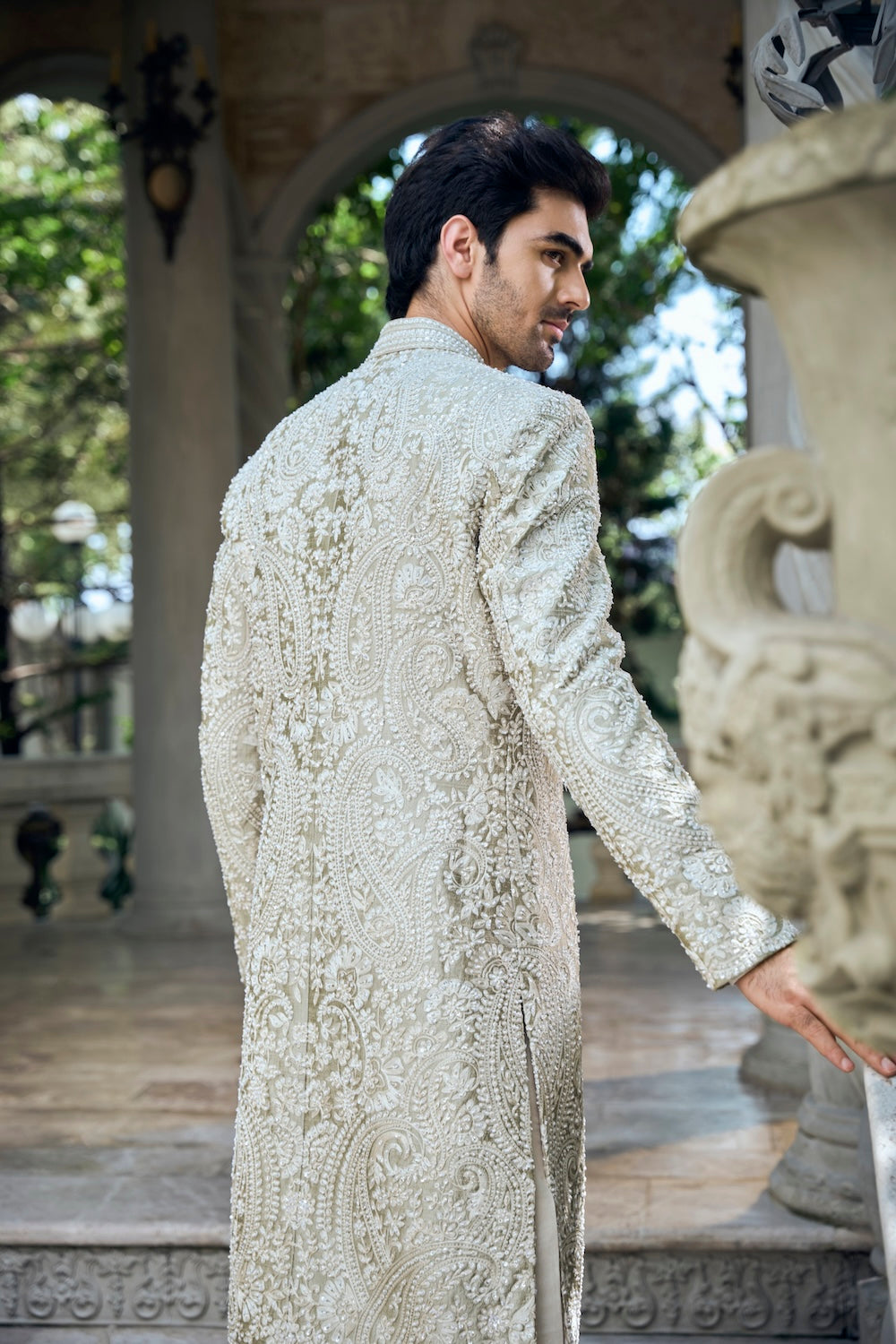 Seema Gujral - Champagne Paisley Sherwani Set