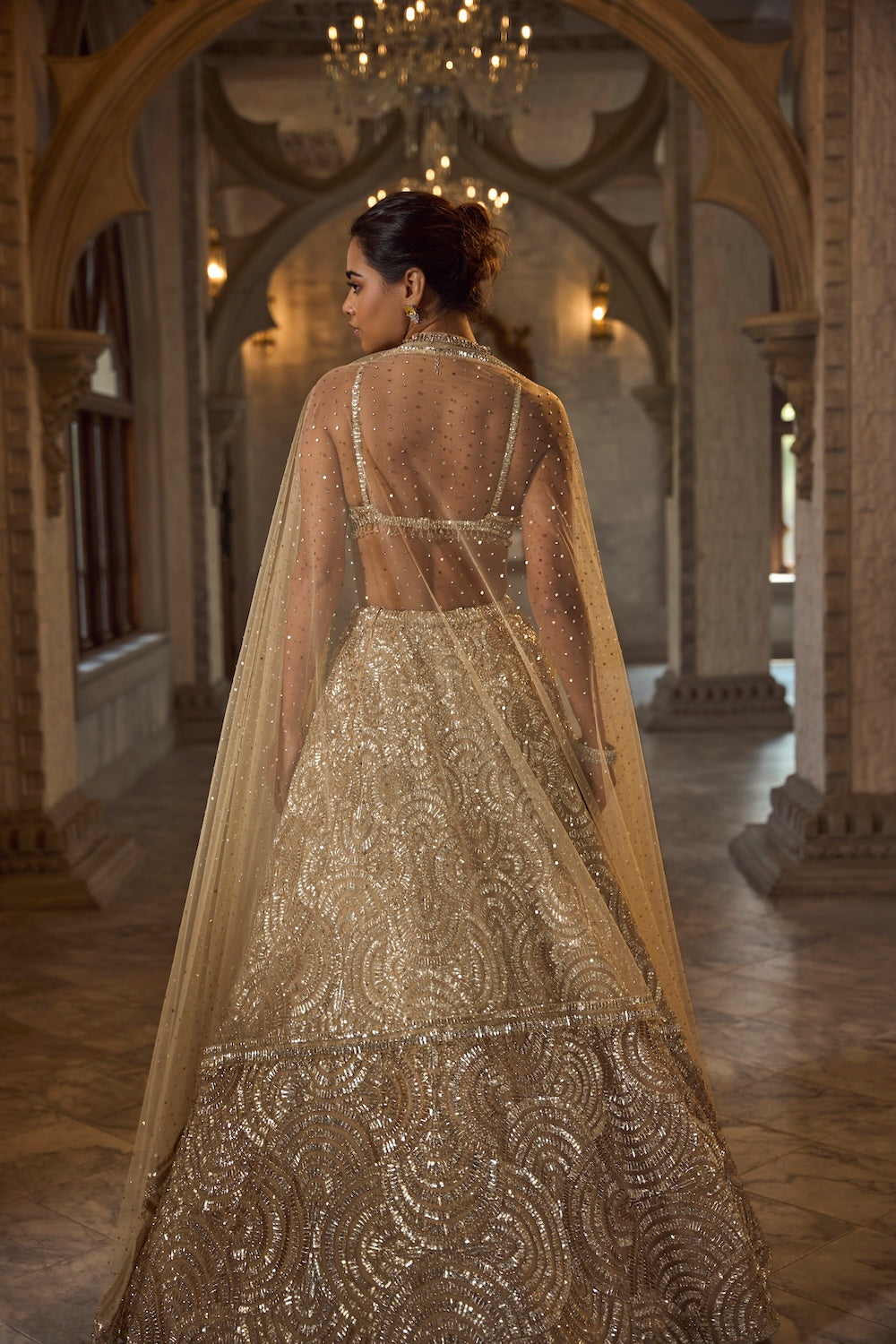 Seema Gujral - Gold Sequin Lehenga Set