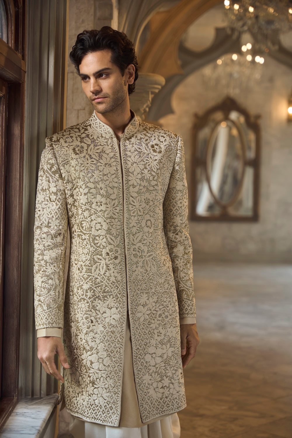 Seema Gujral - Antique Gold Sherwani Set