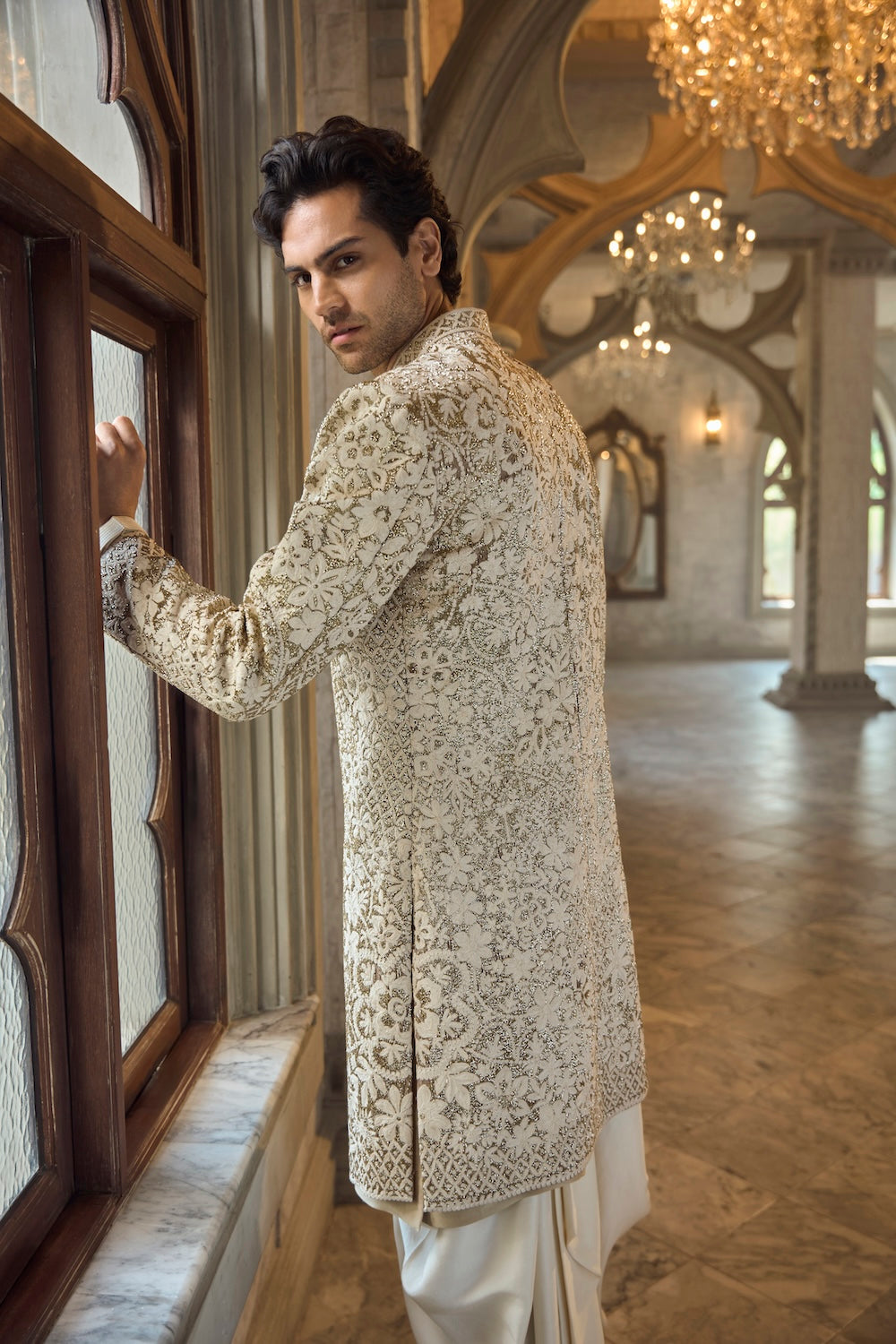 Seema Gujral - Antique Gold Sherwani Set
