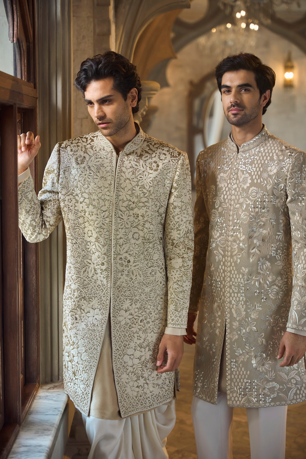 Seema Gujral - Greige Sherwani Set