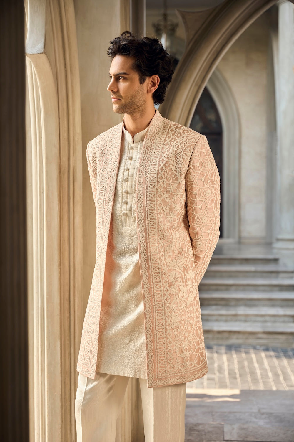 Seema Gujral - Dusty Rose Open Jacket Set