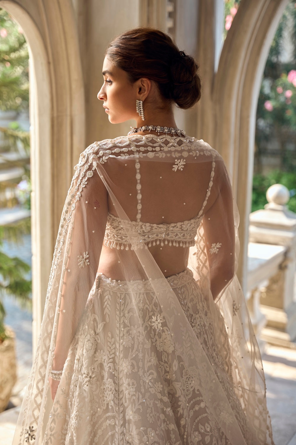 Seema Gujral - Nude Cream Abstract Dori Lehenga Set