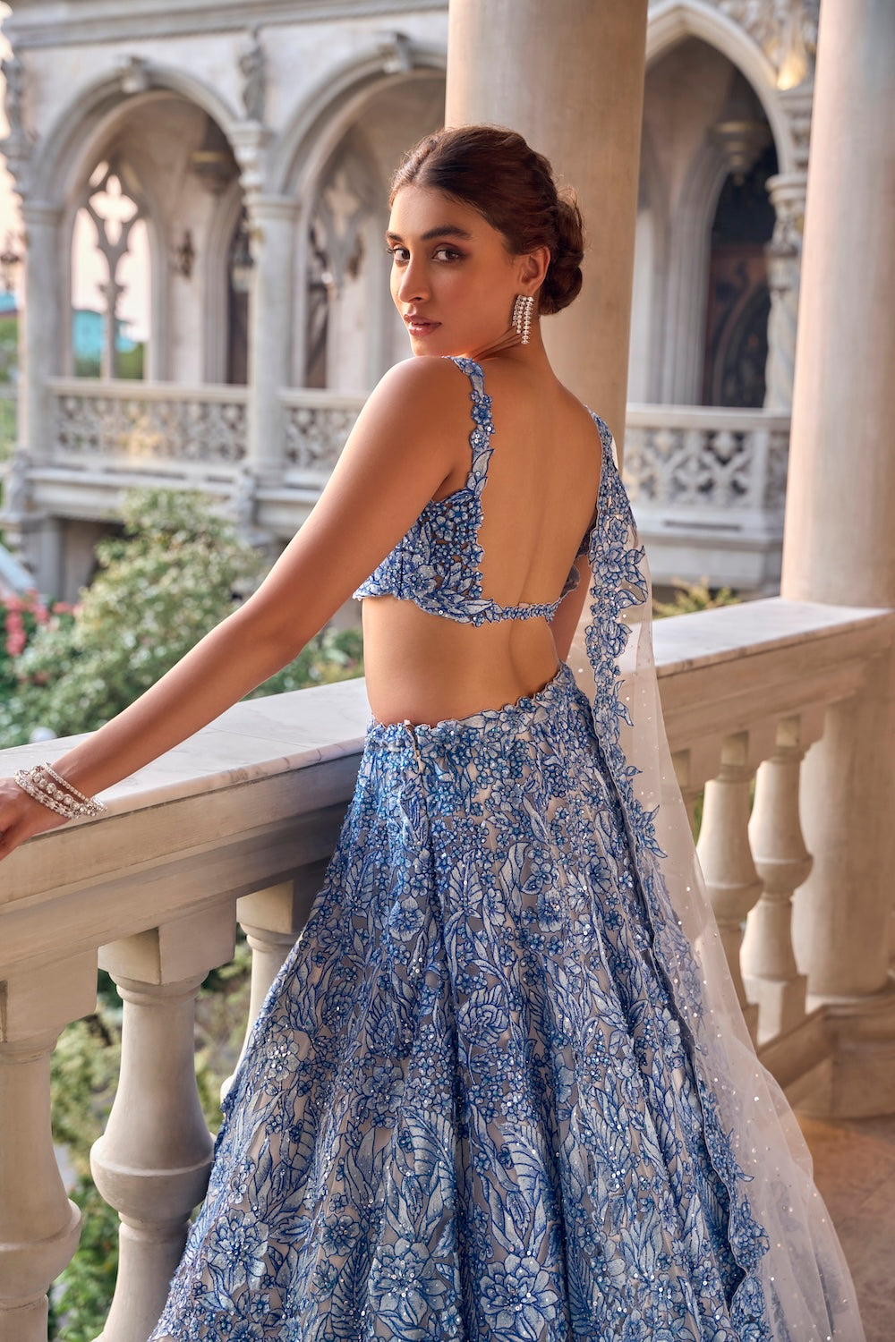 Seema Gujral - Blue Cut Work Lehenga Set