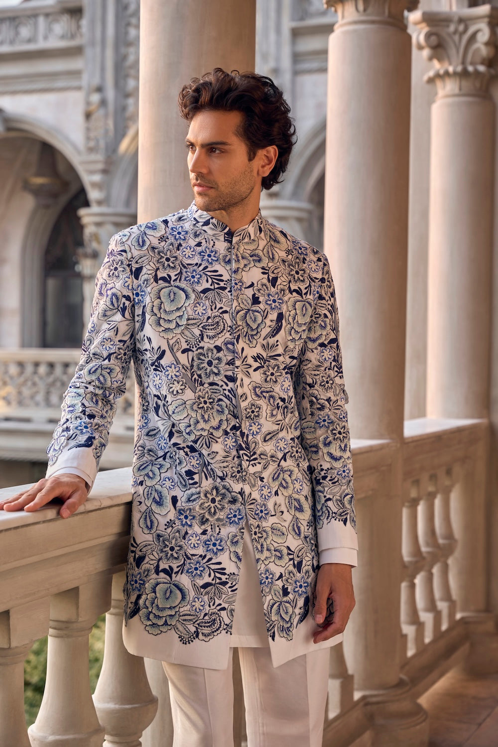 Seema Gujral - Indigo Cut Work Sherwani Set
