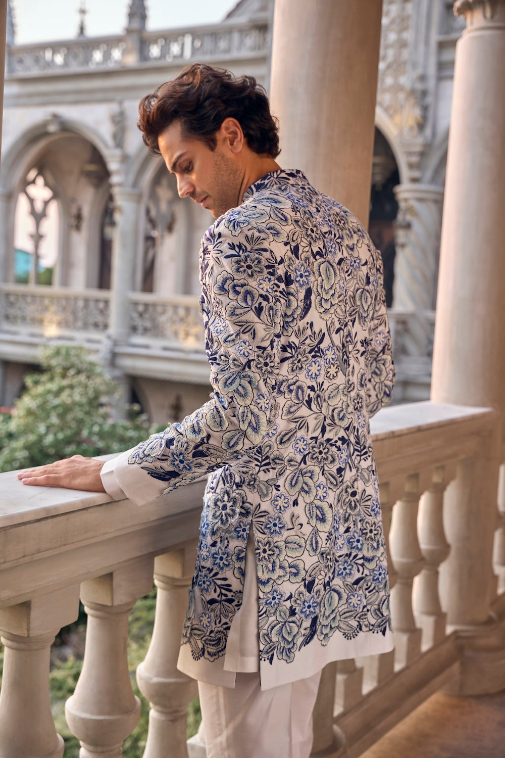 Seema Gujral - Indigo Cut Work Sherwani Set
