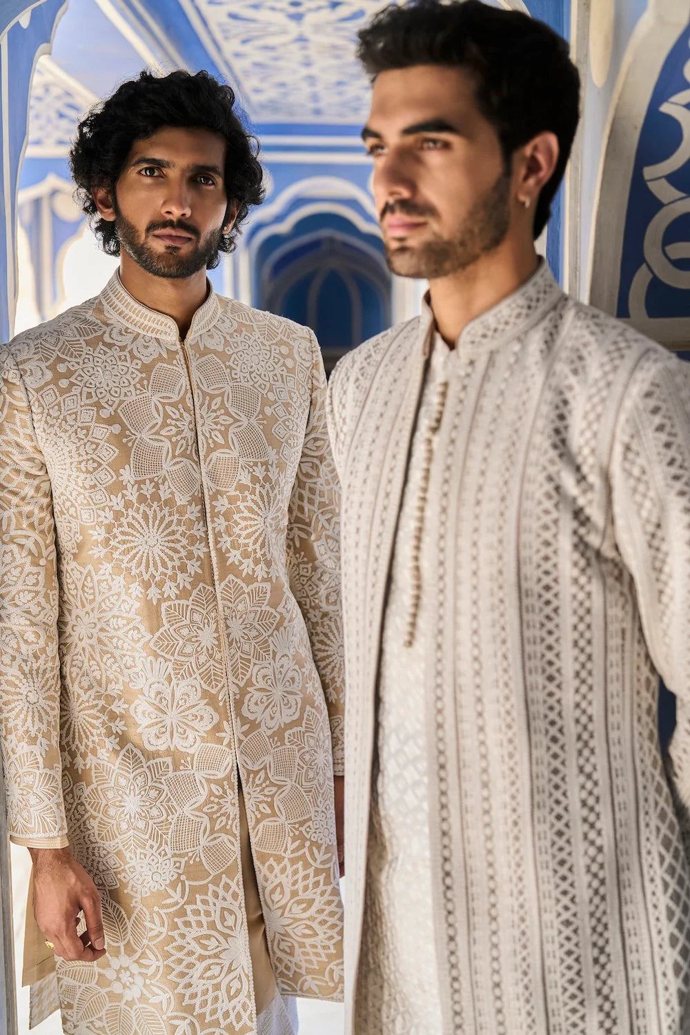 Seema Gujral - Nude Cream Sherwani Set