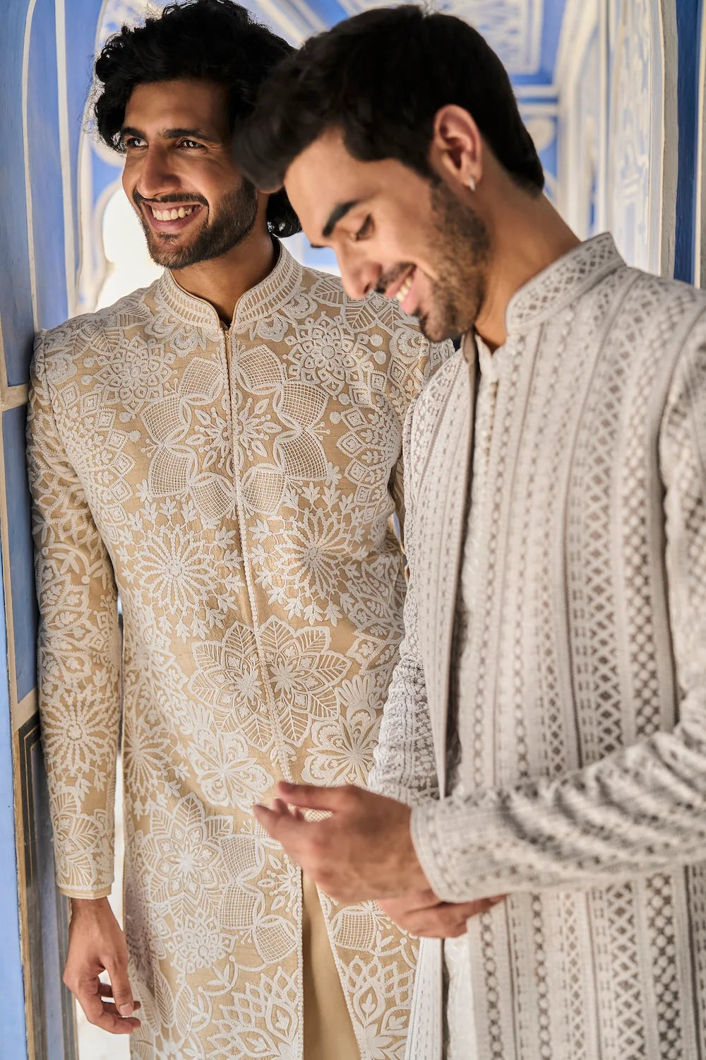 Seema Gujral - Nude Cream Sherwani Set