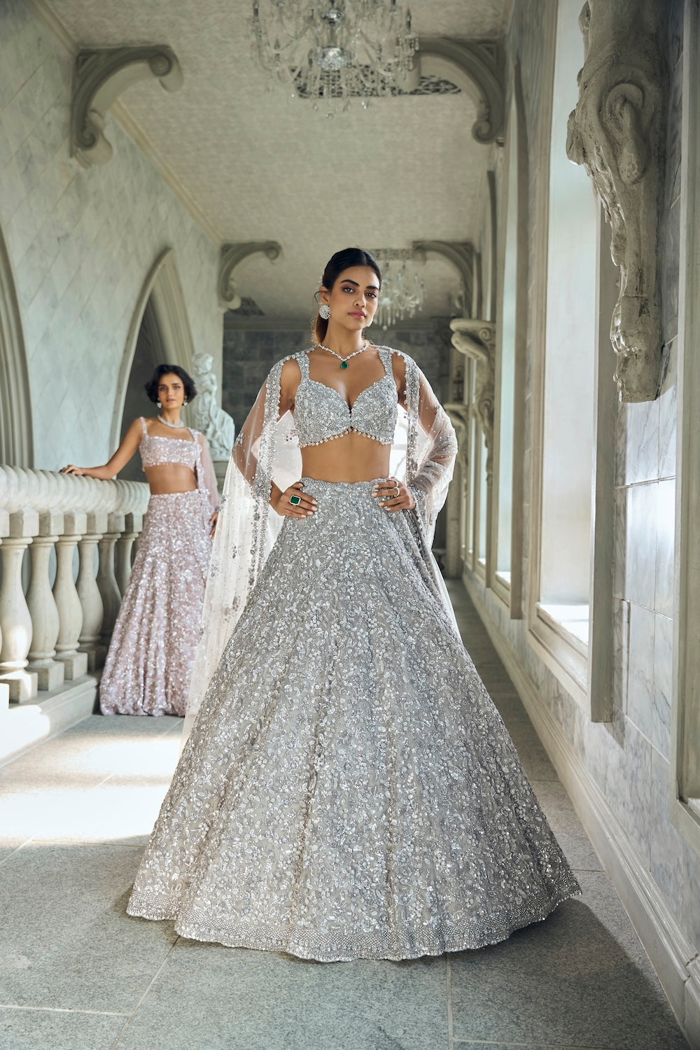 Seema Gujral - Mauve Sequin Lehenga Set