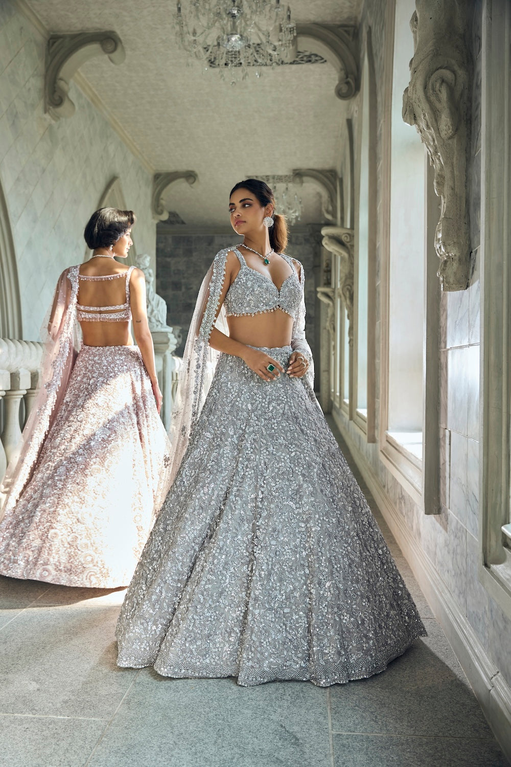 Seema Gujral - Mauve Sequin Lehenga Set