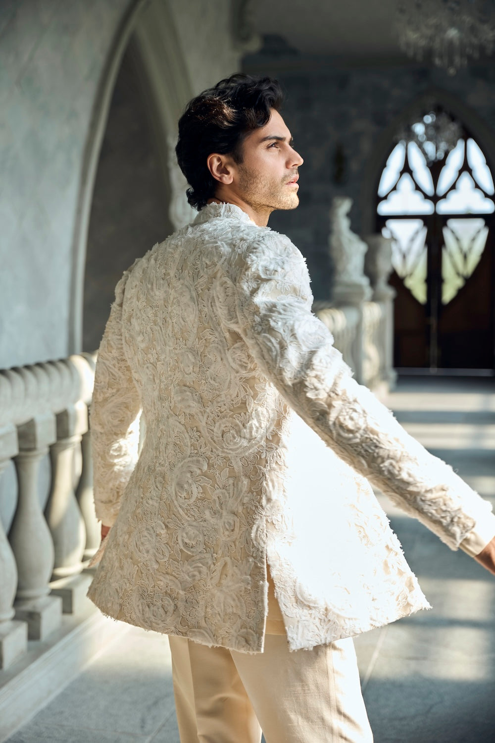 Seema Gujral - Ivory Nude Jacket Set