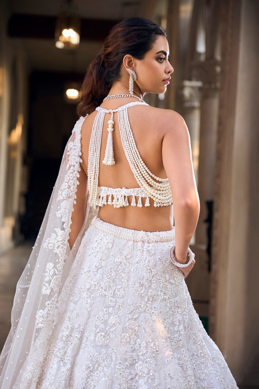 Seema Gujral - Ivory Floral Lehenga Set