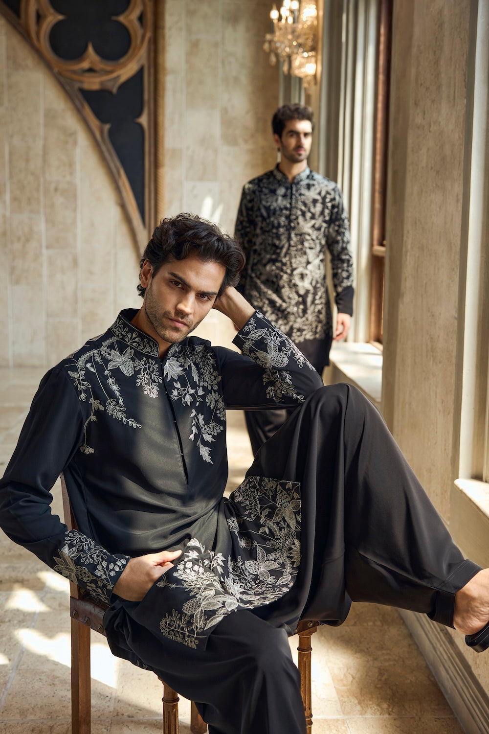 Seema Gujral - Black &amp; Silver Kurta Set