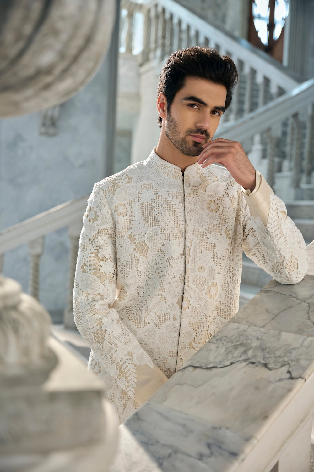 Seema Gujral - Nude Cut Work Sherwani Set