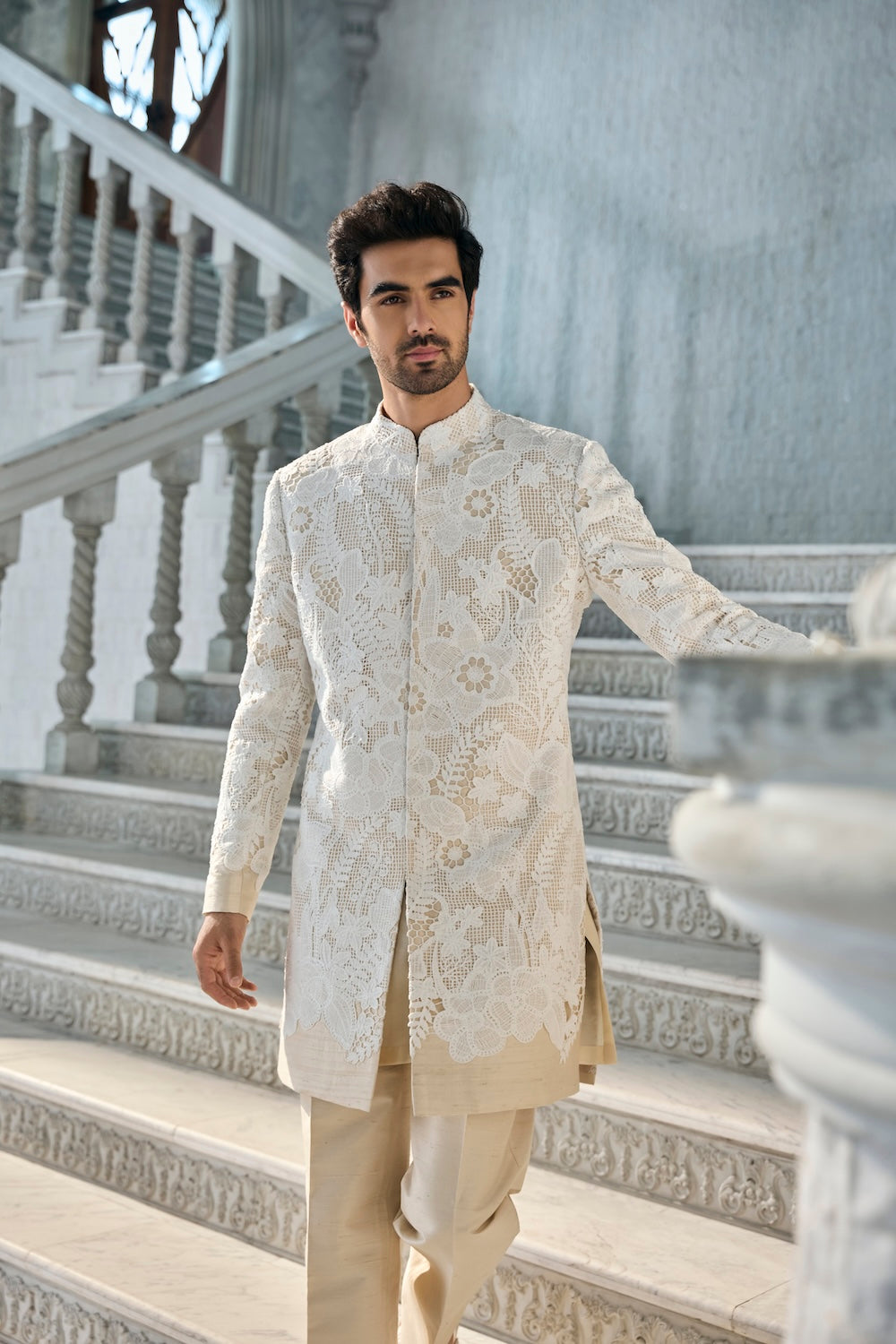 Seema Gujral - Nude Cut Work Sherwani Set