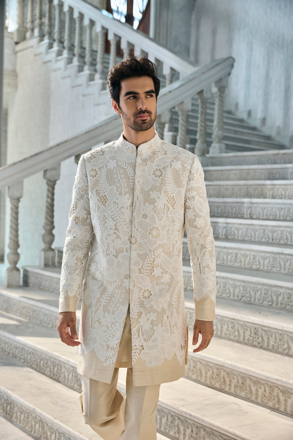 Seema Gujral - Nude Cut Work Sherwani Set