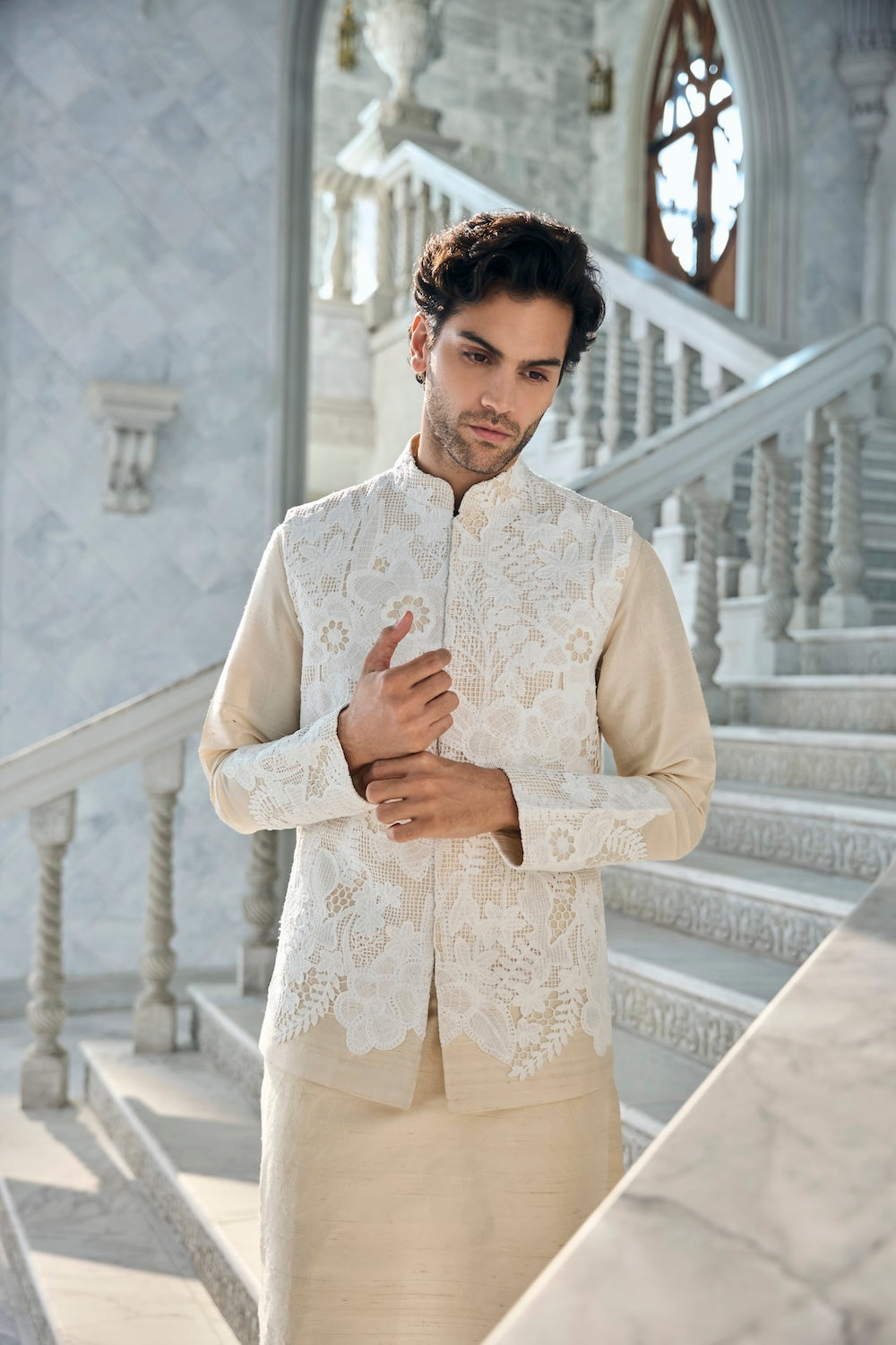 Seema Gujral - Nude Cut Work Bundi Set