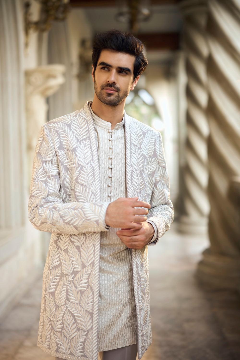 Seema Gujral - Grey Open Jacket Set