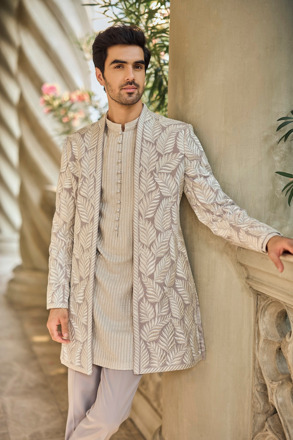 Seema Gujral - Grey Open Jacket Set