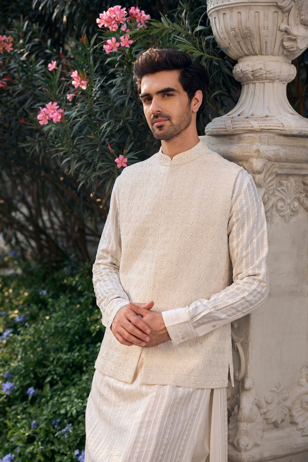Seema Gujral - Ivory Thread Work Bundi Set
