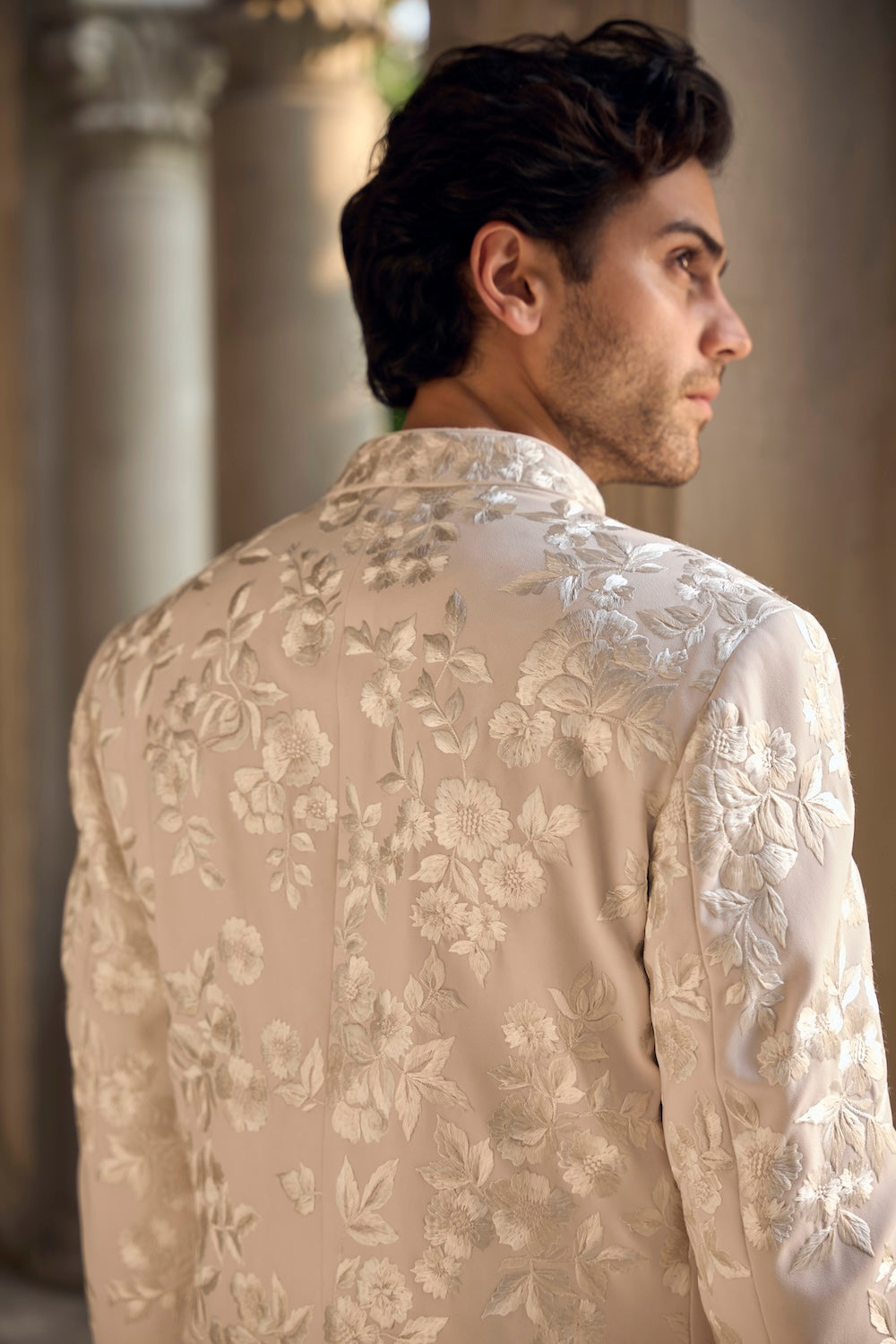 Seema Gujral - Light Beige Open Sherwani Set