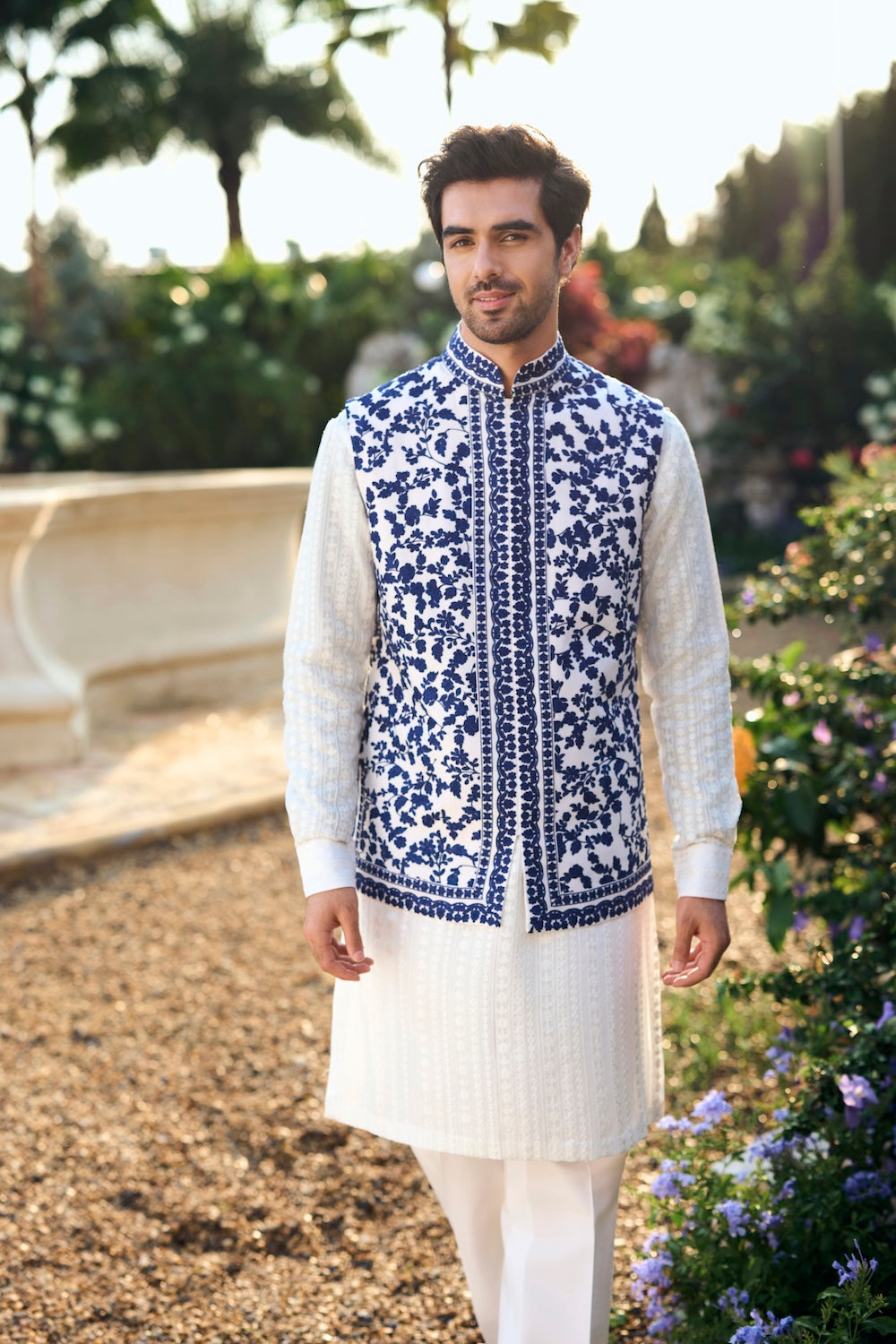 Seema Gujral - Blue Thread Work Bundi Set