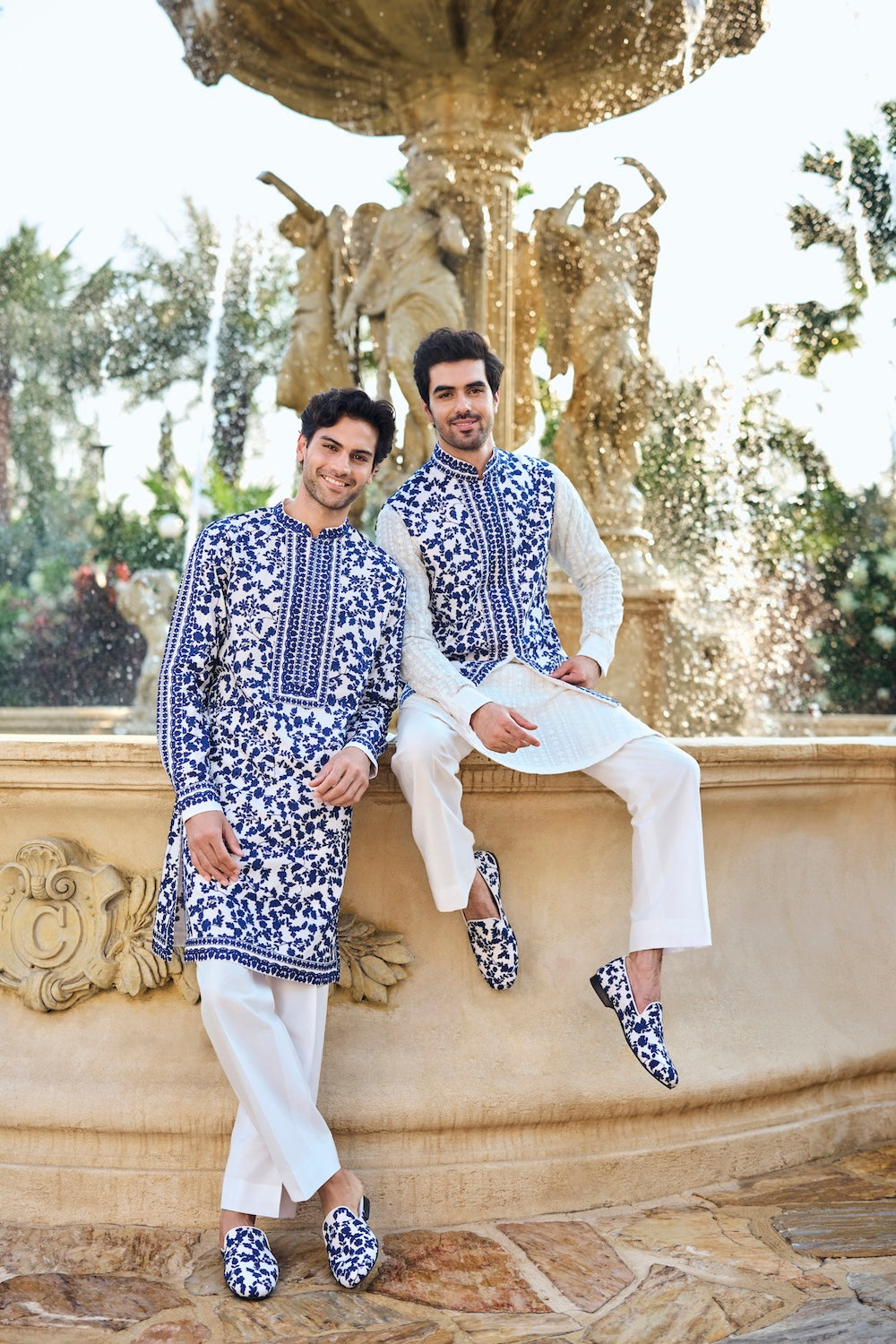 Seema Gujral - Blue Thread Work Kurta Set