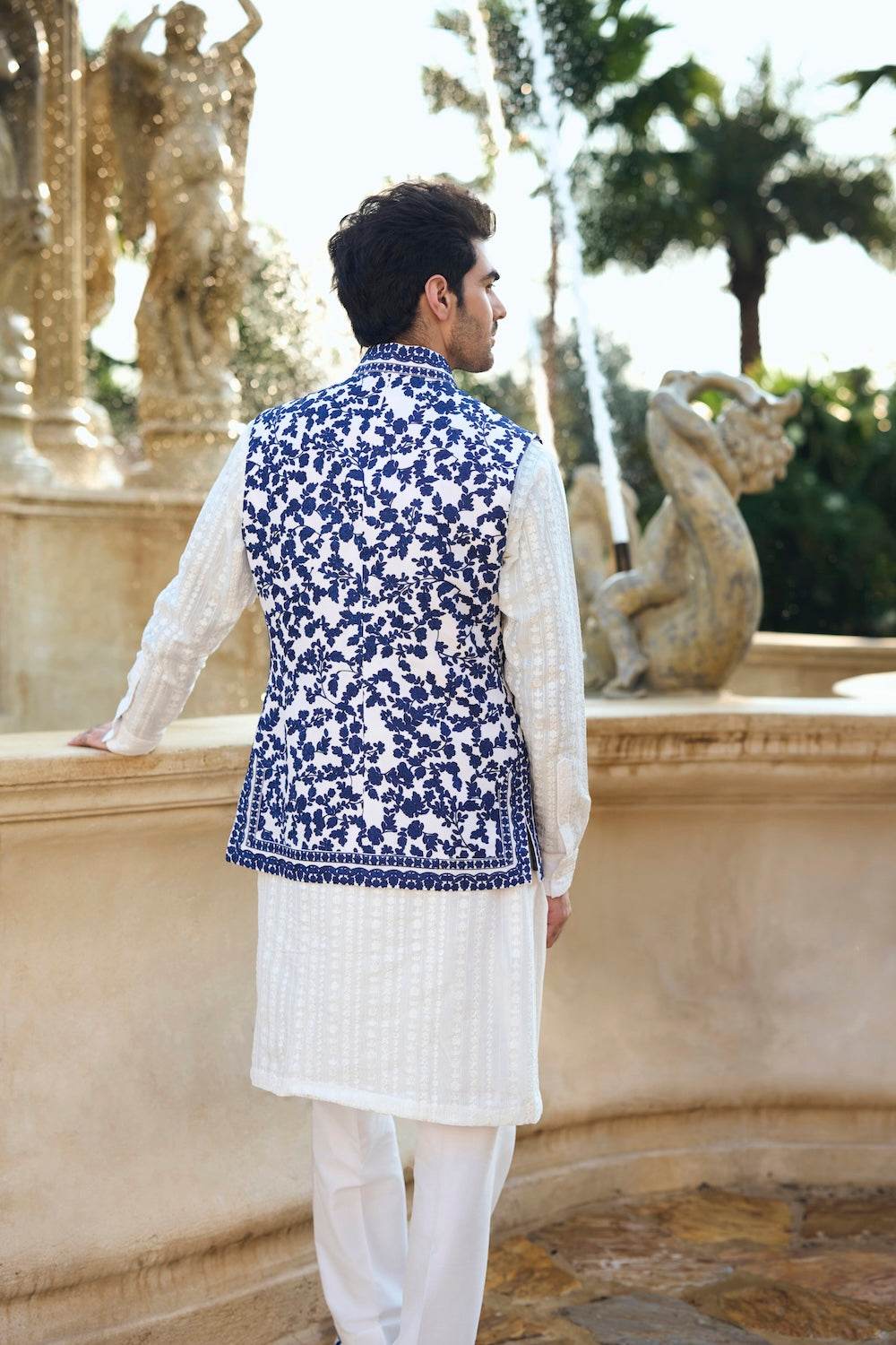 Seema Gujral - Blue Thread Work Bundi Set