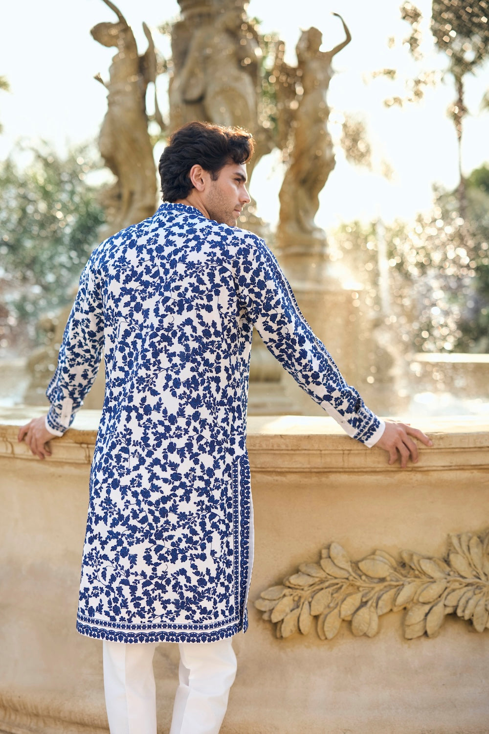 Seema Gujral - Blue Thread Work Kurta Set