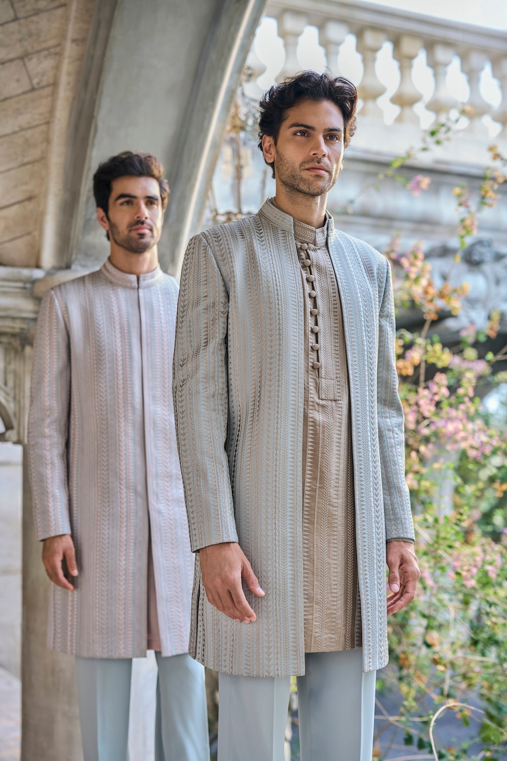 Seema Gujral - Sage Green Thread Work Sherwani Set