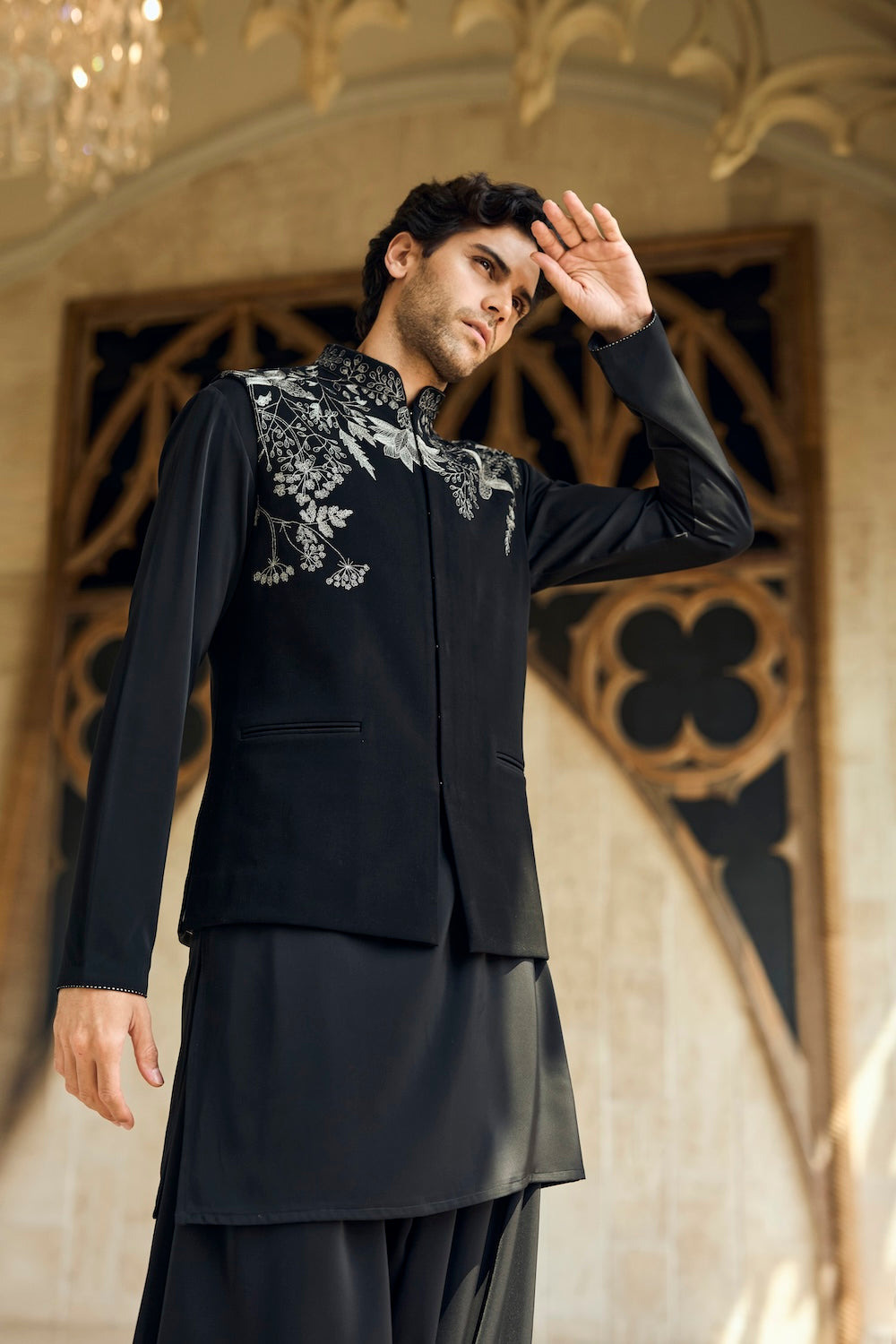 Seema Gujral - Black &amp; Silver Bundi Set