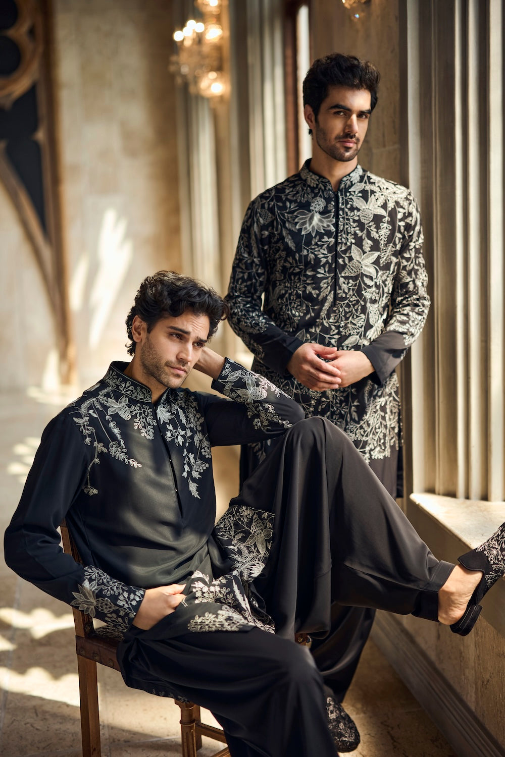 Seema Gujral - Black &amp; Silver Kurta Set