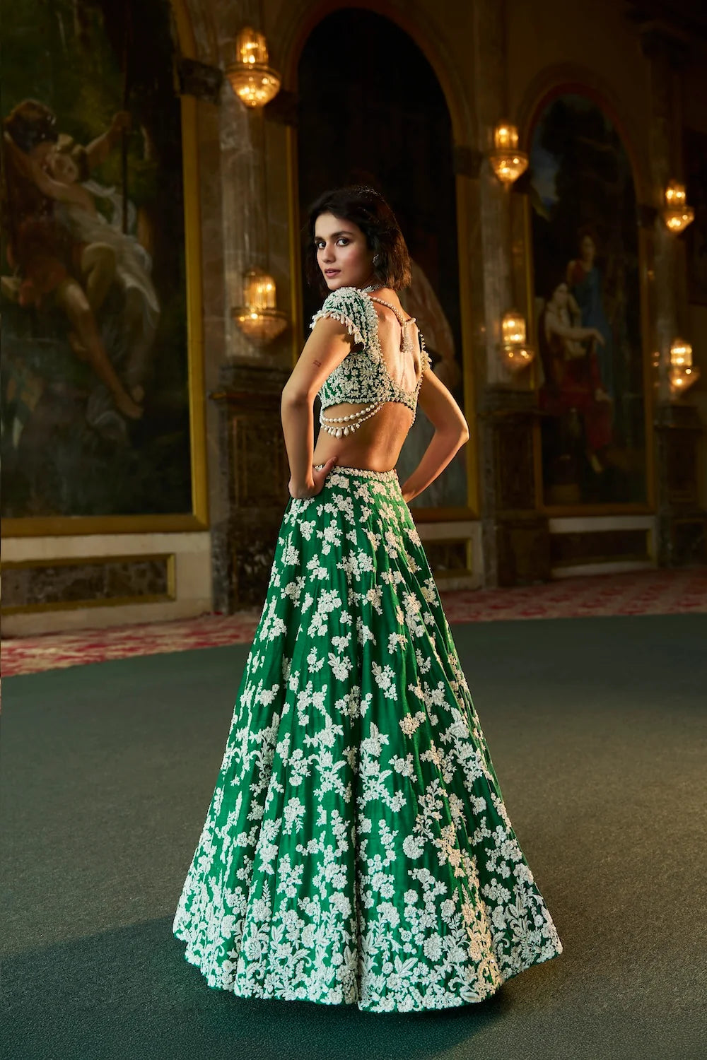 Seema Gujral - Green Thread Work Lehenga Set
