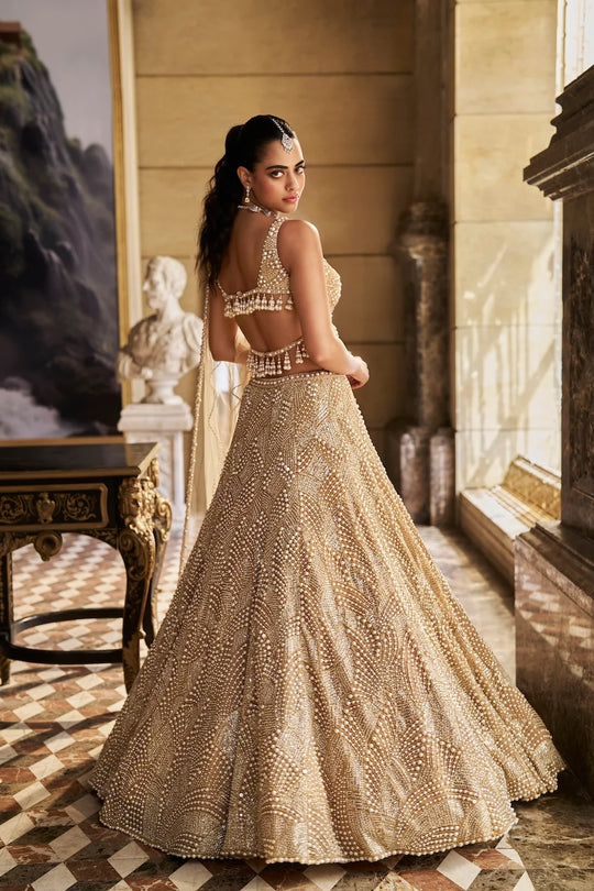 Seema Gujral - Nude Pearl Lehenga Set