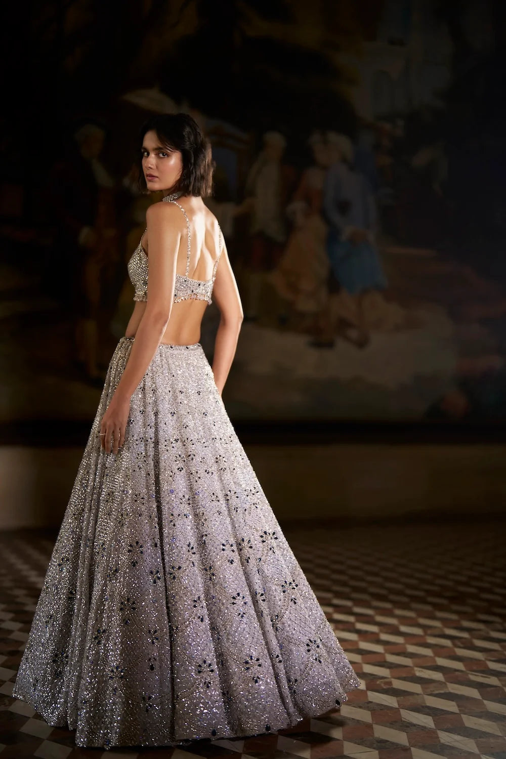 Seema Gujral - Blue Crystal Lehenga Set