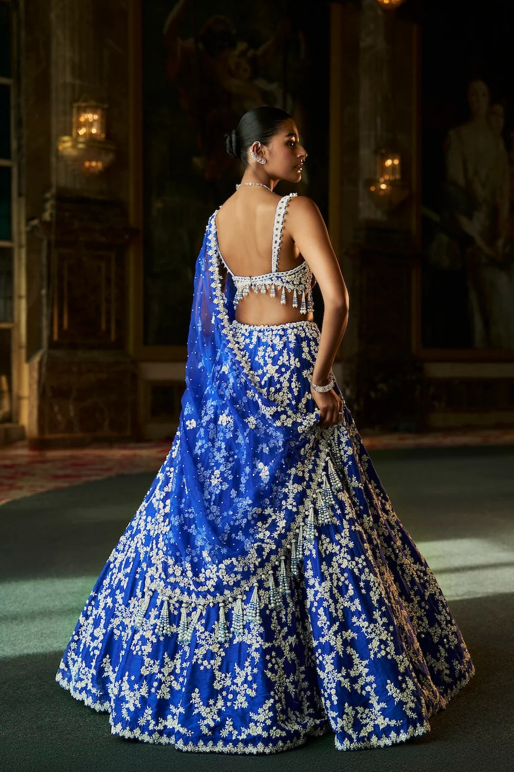 Seema Gujral - Blue Thread Work Lehenga Set