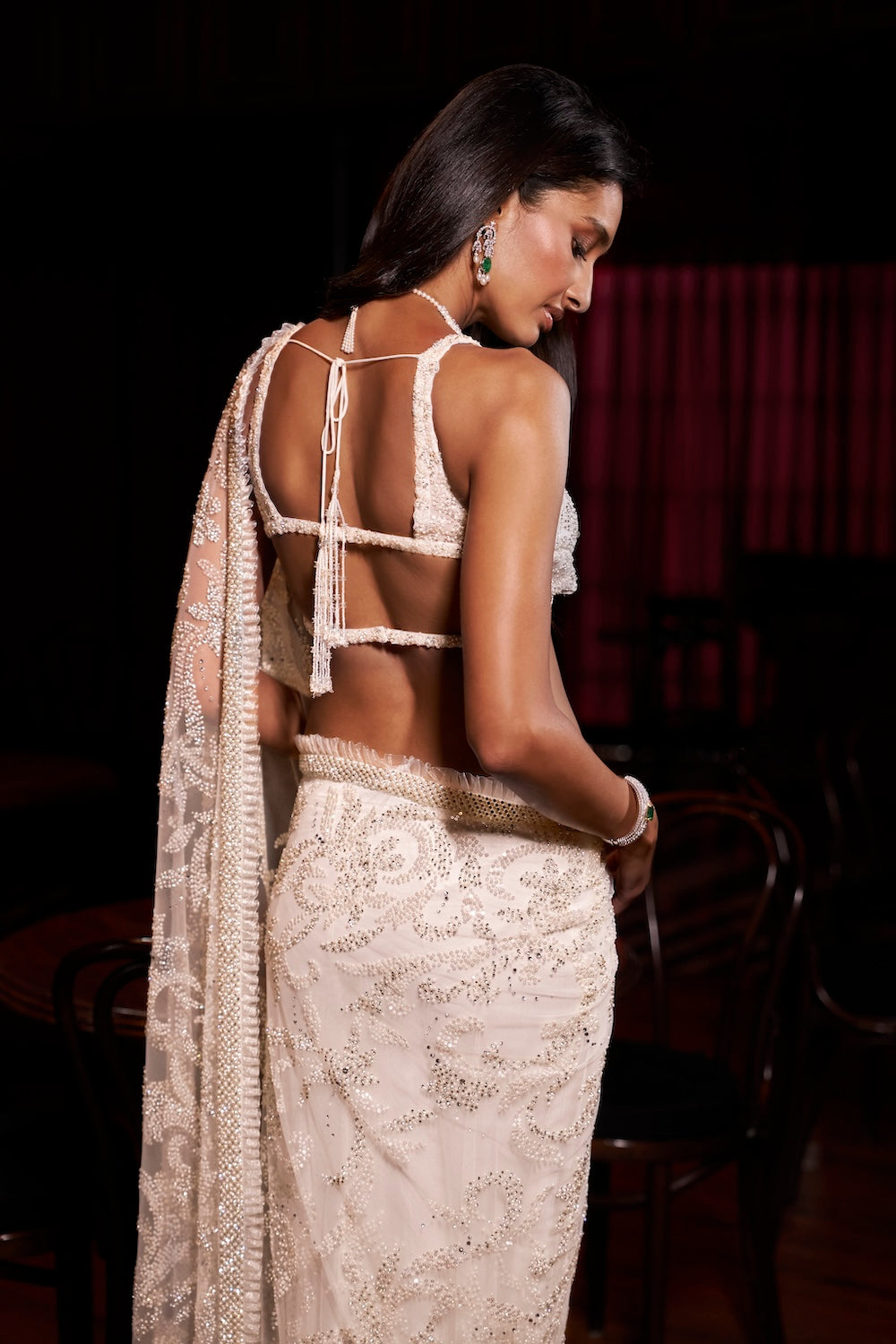 Seema Gujral - Ivory Pearl Saree