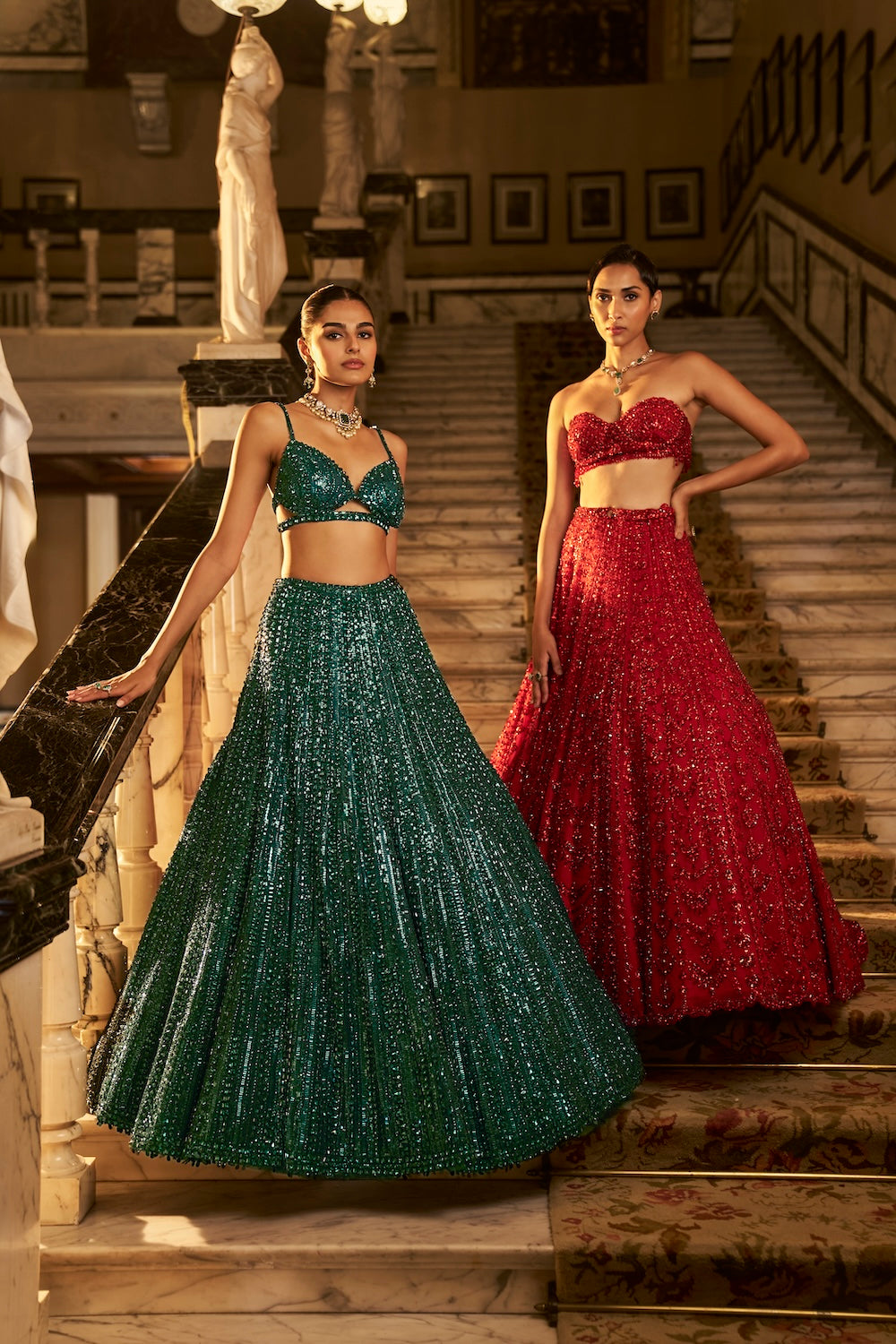 Seema Gujral - Emerald Green Lehenga Set