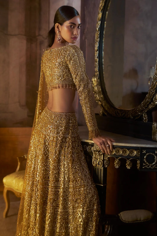 Seema Gujral - Gold Slit Skirt Set