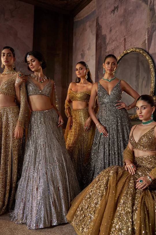 Seema Gujral - Charcoal Sequin Gown