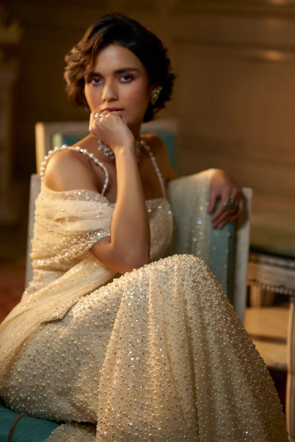 Seema Gujral - Ivory Pearl Sharara Set