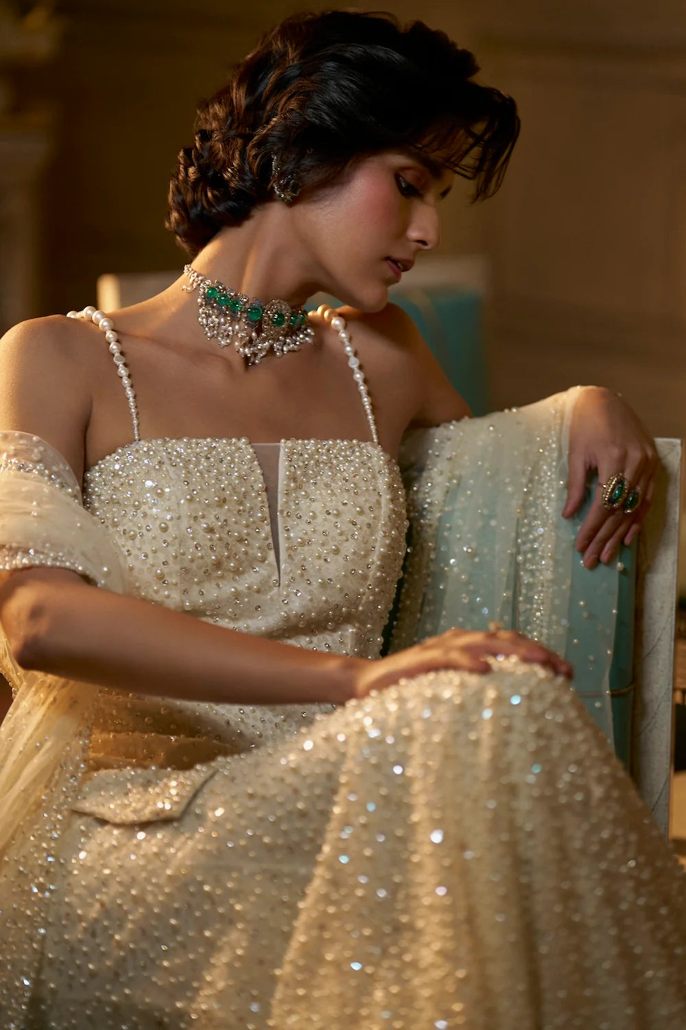 Seema Gujral - Ivory Pearl Sharara Set