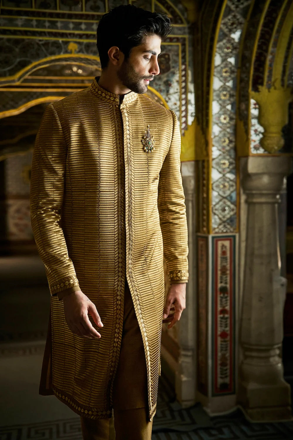 Seema Gujral - Military Green Sherwani Set