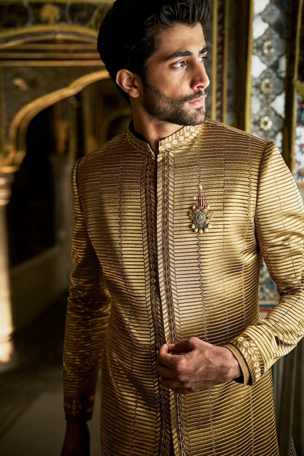 Seema Gujral - Military Green Sherwani Set
