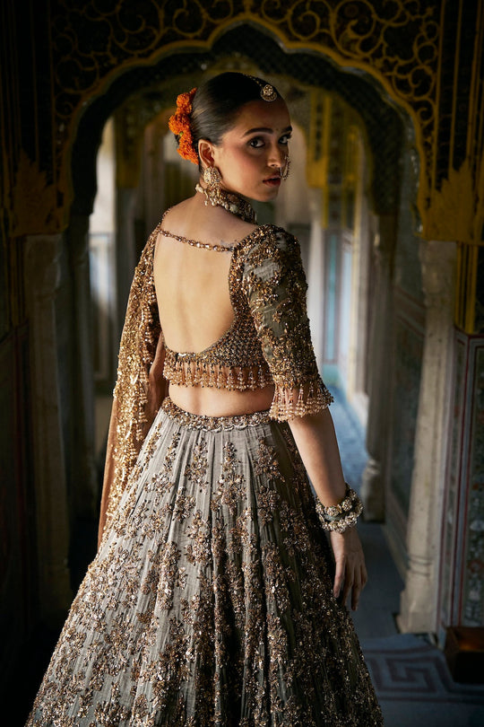 Seema Gujral - Copper Jade Lehenga Set