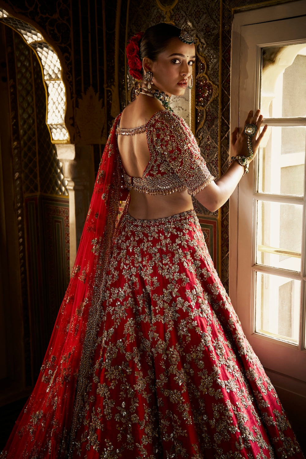 Seema Gujral - Red Zardosi Lehenga Set