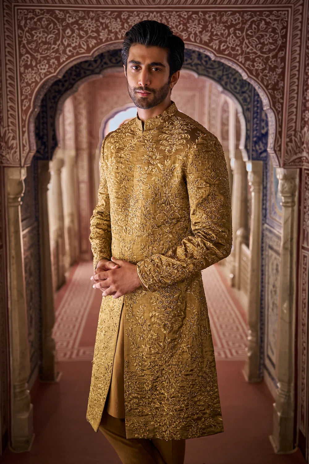 Seema Gujral - Antique Gold Sherwani Set