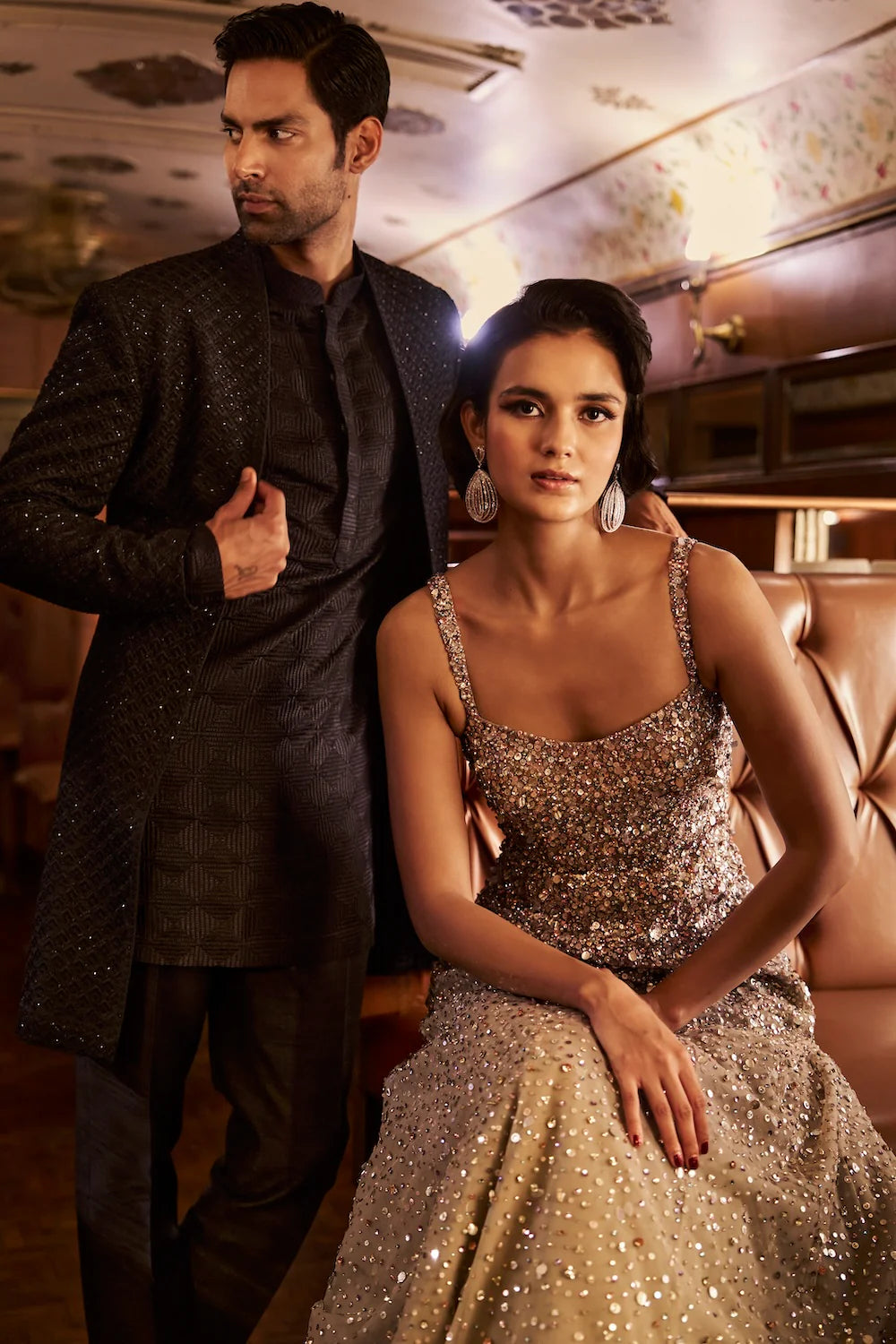 Seema Gujral - Gold Crystal Gown